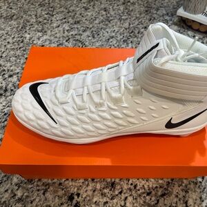 Nike White and Black High-Top Cleats